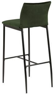 Demina design bárszék, olivazöld, fekete fém láb