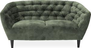 Ria 2 személyes kanapé, sötétzöld velúr, fekete fa láb