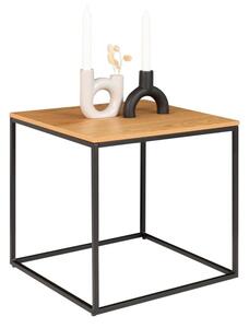 Vita lerakóasztal, tölgy asztallap, fekete fém keret, 45x45x45cm