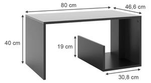 Vicco Lonar antracit szürke dohányzóasztal alsó polccal, 80 cm