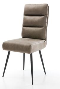 DELIFE Étkezőszék Pela-Flex mikroszálas taupe vintage 4 láb kúpos fekete zsákrugós