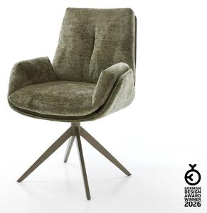 DELIFE Étkezőszék Clea-Flex mikroszálas oliva kereszt láb széles titán hatás forgatható 360° billenő funkció