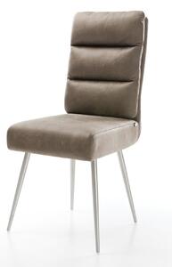 DELIFE Étkezőszék Pela-Flex mikroszálas taupe vintage 4 lábú kúpos rozsdamentes acél zsákrugós