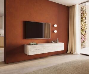 DELIFE TV szekrény Cuor 180 cm Laminam® kerámia travertino bianco krémfehér 1 billenő ajtó 2 fiókos lebegő