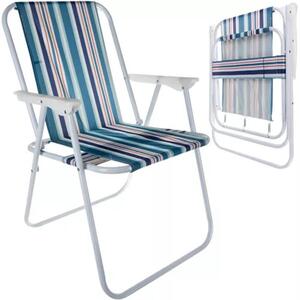 Retro csíkos kemping-horgász szék, összecsukható, 75 x 50 x 43 cm
