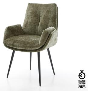 DELIFE Étkezőszék Clea-Flex chenille oliva 4 láb kúpos fekete