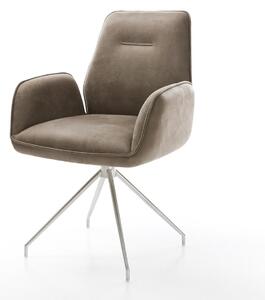 DELIFE Étkezőszék Zoa-Flex mikroszálas taupe vintage kereszt láb kúpos rozsdamentes acél zsákrugós