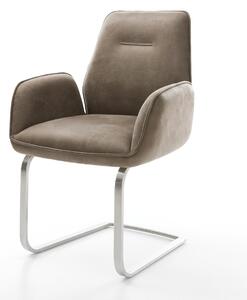 DELIFE Étkezőszék Zoa-Flex mikroszálas taupe vintage étkezőszék lapos rozsdamentes acél zsákrugós