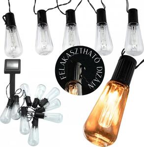 Napelemes kültéri LED-es villanykörte fényfüzér - 10 LED - 2 m