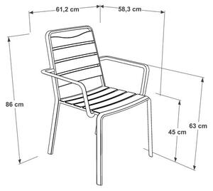Antracitszürke fém kerti szék szett 4 db-os Spring – Ezeis
