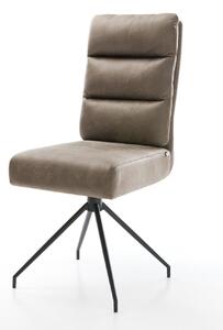 DELIFE Étkezőszék Pela-Flex mikroszálas taupe vintage kereszt láb kúpos fekete zsákrugós