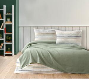 Zöld pamut ágytakaró, lepedő és párnahuzat szett 200x240 cm Karina – Mijolnir