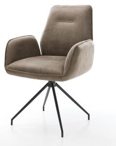 DELIFE Étkezőszék Zoa-Flex mikroszálas taupe vintage kereszt láb kúpos fekete zsákrugós