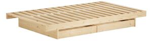 Natúr színű borovi fenyő egyszemélyes ágy tárolóhellyel és ágyráccsal 90x200 cm Kanso – Karup Design