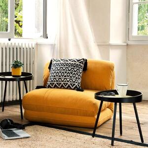 Alacsony fotel, ággyá alakítható, sárga - COMFY