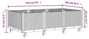 VidaXL szürke polipropilén rácsos kerekes ültetőláda 150 x 80 x 54 cm