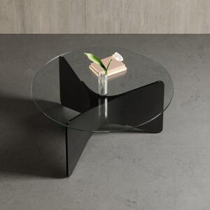 Fekete kerek dohányzóasztal üveg asztallappal 87x87 cm Madera – Umbra