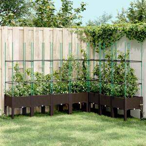 VidaXL barna polipropilén rácsos kerti ültetőláda 200 x 160 x 142,5 cm