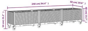VidaXL szürke polipropilén rácsos kerekes ültetőláda 240 x 50 x 54 cm