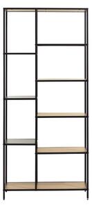 Fekete-natúr színű könyvespolc tölgyfa dekorral 80x180x35 cm Altino – Unique Furniture