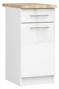 Szekrény olivia s40 sz1 + felső fehér / fényes fehér