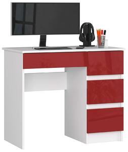 Jobbkezes íróasztal P77_90 - fehér/fényes piros