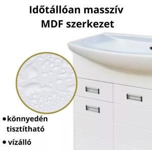 HD LEDA 100 cm széles álló fürdőszobai mosdószekrény króm kiegészítőkkel íves kerámia mosdóval és LED okostükörrel