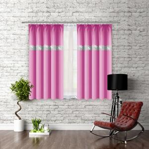 Függöny szalaggal és cirkonokkal 140x160 cm világos rózsaszín