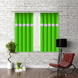 Függöny szalaggal és cirkonokkal 140x160 cm világos zöld