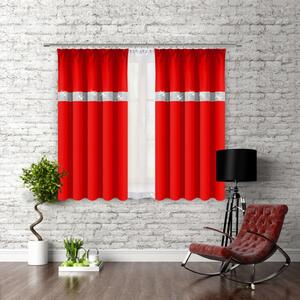 Függöny szalaggal és cirkonokkal 140x160 cm piros