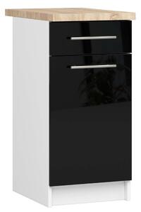 Szekrény olivia s40 sz1 + felső fehér / fényes fekete