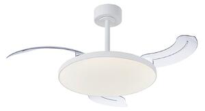Slim Mini fehér LED-es mennyezeti ventilátor, DC-meghajtású, csendes, CCT – Mantra Iluminación, Slim Mini, dimmable, Fehér, Nappali, Fém, Modern