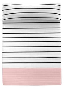 Fekete-fehér-rózsaszín pamut steppelt ágytakaró 180x260 cm Blush – Blanc