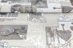 Futófelület az asztalon patchwork szürkésbarna szívek 50x150 cm Made In Italy