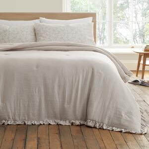 Bézs ágytakaró franciaágyra 220x230 cm Soft Washed Frill – Bianca