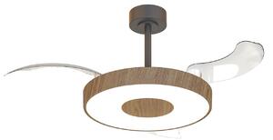 Coin intelligens LED mennyezeti ventilátor, fa/fekete, csendes – Mantra Mantra Iluminación, Coin, dimmable, Fa, Nappali, Fém, Modern