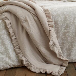 Bézs ágytakaró franciaágyra 220x230 cm Soft Washed Frill – Bianca