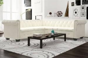 VidaXL 5 személyes fehér műbőr Chesterfield sarokkanapé