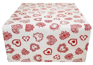 Futófelület az asztalon piros szívek 50x150 cm Made In Italy