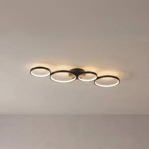 Lindby LED mennyezeti világítás Evengeline, fekete, alumínium, 88 cm, Fekete, Nappali / Étkező, Alumínium, Modern