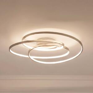 Lindby LED mennyezeti lámpa Joline, Ø 60 cm, nikkel színű, fém, dimmelhető, Alu / szürke / cink, Nappali / Étkező, fém, Modern