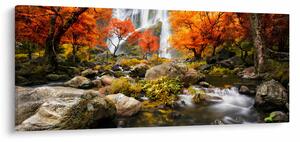 Kép - vízesések a narancssárga erdőben (120x50 cm)