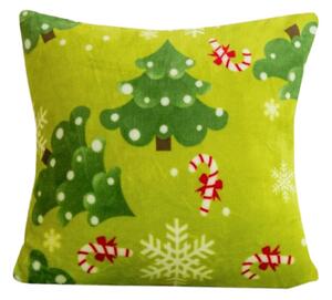 Mikroplüss párnahuzat CHRISTMAS TREE 45x45 cm, zöld