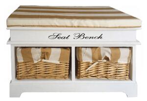 Lóca párnával, 2 kosár, fehér/mézes/minta, SEAT BENCH 4