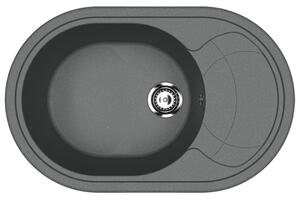 Ulgran U-610-343 Csepegtetőtálcás Gránit Mosogató - Ovális, Antracit