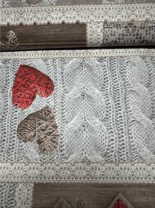Pamut szövet Shabby love piros szívek, h. 145 cm