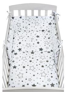 3-részes ágyneműhuzat New Baby 90/120 cm fehér csillag szürke