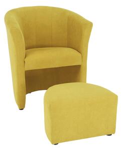 Klub fotel puffal, mustár, ROSE