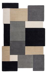 Fekete-szürke kézi szövésű gyapjú szőnyeg 120x180 cm Collage Monochrome – Flair Rugs