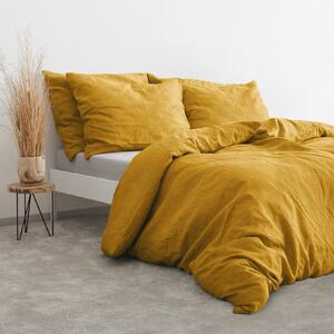 Goldea exkluzív len ágyneműhuzat - mustárszínű 140 x 200 és 70 x 90 cm